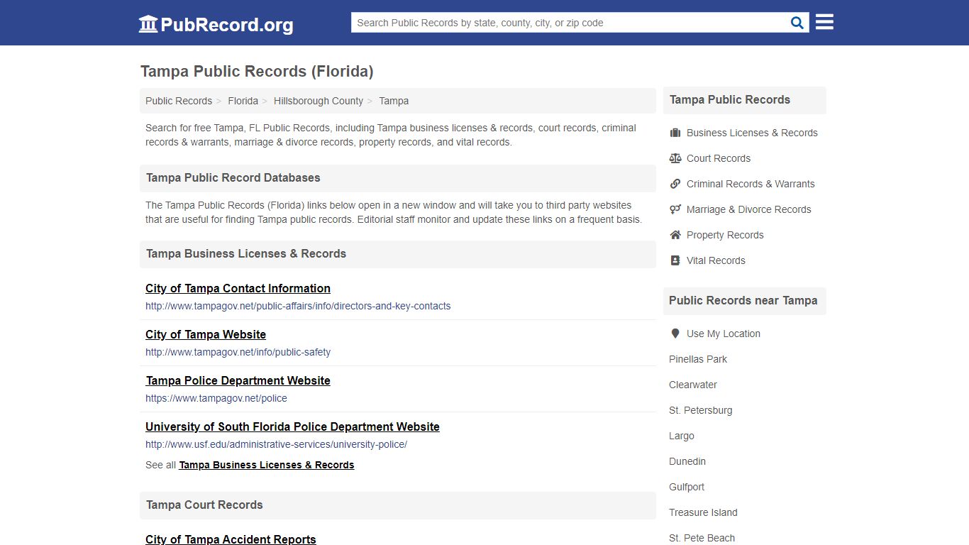 Free Tampa Public Records (Florida Public Records)
